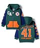 Pine Kids Marvel Terry Knit Full Sleeves Hooded Sweatshirt with Front and Back Avengers Graphics and Badge Detailing - Green