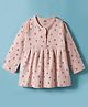 Pink Rabbit Single Jersey Knit Full Sleeves Frock with House Print - Peach