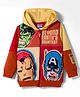 Pine Kids Marvel Terry Knit Full Sleeves Hooded Sweatjacket With Avengers Graphics - Rust Orange