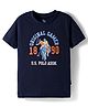 US Polo Assn Cotton Knit Half Sleeves T-Shirt with Brand Name Print - Navy  Blue