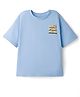 US Polo Assn Cotton Knit Drop Shoulder Half Sleeves T-Shirt with Brand Name Print - Light Blue