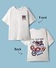 US Polo Assn Cotton Knit Drop Shoulder Half Sleeves T-Shirt With Front & Back Brand Text Print - Offwhite