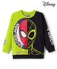 Pine Kids Marvel Terry Knit Drop Shoulder Full Sleeves Cut & Sew Sweatshirt With Spider-Man Graphics - Green & Black