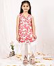 NEUDIS Cotton Blend Woven Sleeveless Abstract Printed Lace Detailed  Kurti & Dhoti Set  - Orange & White