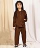 NEUDIS Corduroy Woven Full Sleeves Solid Jacket With  Coordinating Trouser Set - Coffee