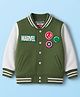 Babyhug Marvel Terry Knit Full Sleeves Bomber Jacket with Avengers Badge Detailing & Kangaroo Pocket - Green