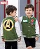 Babyhug Marvel Terry Knit Full Sleeves Bomber Jacket with Avengers Badge Detailing & Kangaroo Pocket - Green