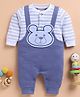 Wonderchild Full Sleeves Teddy Bear Face Patch Embroidered Romper - White & Slate