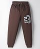 Taeko Looper Knit Full Length Lounge Pant With Text Print - Brown