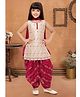Lagorii Silk Woven Sleeveless Ethnic Foil Printed Gota Lace Embellished Kurti Patiala With Dupatta Set - Cream