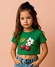 BaawRi Viscose Knit Half Sleeves Floral & Cherries Printed Crop Tee - Green