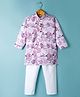 Ridokidz Full Sleeves Floral Printed Kurta Pyjama Set - Light Purple