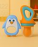 Badal Kidz Fruit Nibbler & Silicone Teether Combo,  BPA Free, Safe for Teething Babies - Orange & Blue