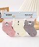 Kidofash Cotton Knit Pack Of 3 Baby Animals Face Designed Socks - Purple