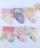 Kidofash Cotton Knit Pack Of 6 Polka Dots & Cute Animal Designed Socks - Pink