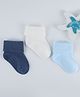 Kidofash Cotton Knit Pack Of 3 Solid Socks - Blue & White