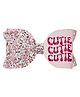 Aye Candy Cutie Text Designed Bow Applique Detailed Alligator Clip - Pink