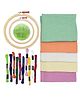 Asian Hobby Crafts Embroidery Kit - 5 Matty Fabric With Hoops, Threads For Kids & Adults