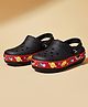 Toothless Space Theme Designed Perforated Slingback Clogs - Black