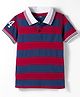 Kookie Kids Cotton Knit Half Sleeves Striped Polo T-Shirt - Maroon