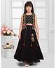 Tiny Kingdom Georgette Woven Sleeveless Chevron Embroidered Lehenga Choli With Mirror Work Detailed Jacket Set - Black