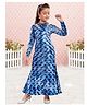 Lei-Chie Velvet Woven Cold Shoulder Tie Dye Dress - Blue
