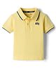 Kookie Kids Cotton Knit Half Sleeves Polo T-Shirt with Tipping & Nyc Text Embroidery - Yellow