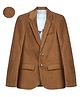 Charchit Cotton Blend Woven Full Sleeves Ribbed Blazer With Teddy Bear Printed Tee Set - Rust