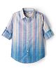 Under Fourteen Only Full Sleeves Striped & Ombre Shirt - Aqua Blue