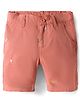 Under Fourteen Only Thunderbolt Embroidered Slim Fit Shorts - Peach