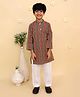 The Mom Store Cotton Knit Full Sleeves Kalamkari Work Printed Kurta Pyjama Set - Multi Colour