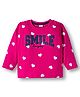 Babyhug 100% Cotton Knit Full Sleeves T-Shirt with Heart Print - Pink