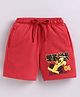 Parrot Crow Cotton Knit Racing Theme Printed Shorts - Red