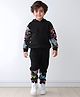 Anthrilo Fleece Knit Full Sleeves Race Themed Printed Coordinating Hoodie & Jogger Set - Black