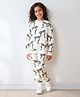 Anthrilo Fleece Knit Full Sleeve Bow Printed Sweatshirt & Joggers - White