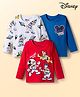 Babyhug Disney Single Jersey Knit Full Sleeves T-Shirts with Mickey & Friend Graphic Pack of 3 - Red Blue & White