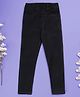 Kiddopanti Denim Woven Solid Jeggings - Black