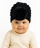 The little lookers Wool Knit Pom Pom Applique Detailed Turban Cap - Black - Circumference 36 Cm
