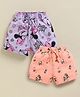 Biskid Cotton Knit Mickey & Friends Featuring Pack of 2 Minnie Mouse Printed Shorts - Light Mauve & Peach