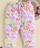 Biskid Cotton Knit Floral Printed Capris - White & Violet