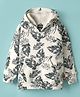 Noddy Full Sleeves Leaves Printed Hooded Light Winter Sweatshirt - Black