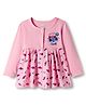 BUMZEE Cotton Knit Full Sleeves Front Open Frock with Candy Print- Pink