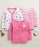 BUMZEE Cotton Knit Full Sleeves Stripes & Rabbit Print Jablas Pack of 3 - Pink & White