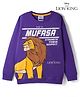 Pine Kids Disney Terry Knit Drop Shoulder Full Sleeves Sweatshirt With Mufasa Graphics - Purple