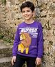 Pine Kids Disney Terry Knit Drop Shoulder Full Sleeves Sweatshirt With Mufasa Graphics - Purple