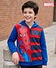 Pine Kids Marvel Terry Knit Hooded Full Sleeves Sweatjacket with Spider-Man Graphic - Blue & Red