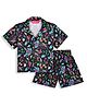 Tilism Knit Half Sleeves Floral Printed Coordinating Shirt & Shorts Night Suit Set - Multi Colour