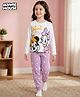 HoneyHap Disney Single Jersey Knit Full Sleeves Night Suit With Minnie & Daisy Graphics - White & Pink