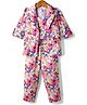 Enfance Full Sleeves Floral Printed Jacket With Coordinating Top & Pant Set - Pink