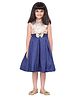 PinkCow Silk Woven Sleeveless Bow Applique & Pearls Embellished Dress - Blue